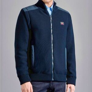 PAUL & SHARK Yachting MEN'S Black HEAVY WOOL KNIT REVERSIBLE JACKET Size XXL